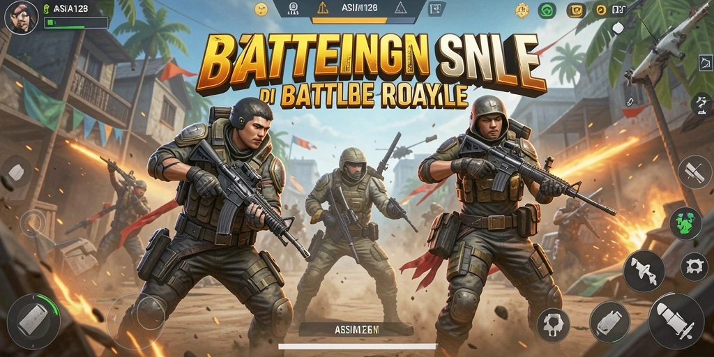 Screenshot dari gameplay mendebarkan di ASIA128 saat pertempuran sengit.