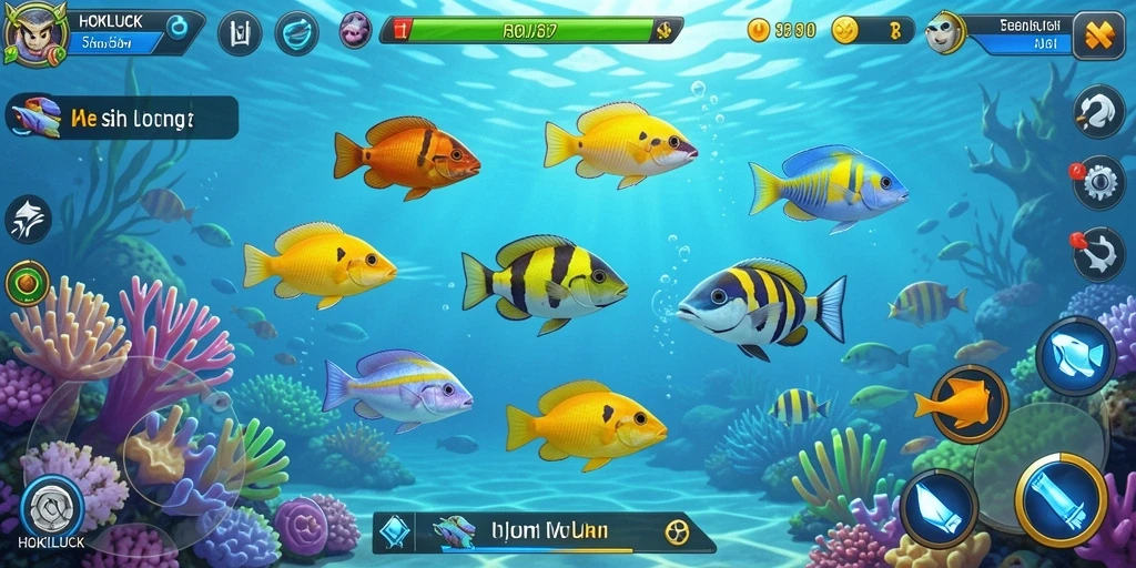 Gameplay seru HOKILUCK menembak ikan berwarna-warni.