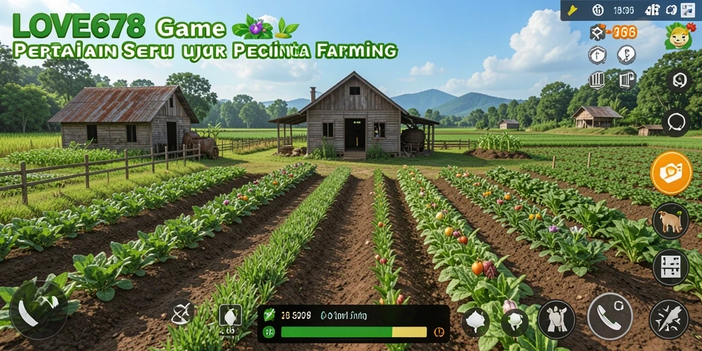 Screenshot gameplay <strong>LOVE678</strong> menunjukkan aktivitas bertani yang menarik.