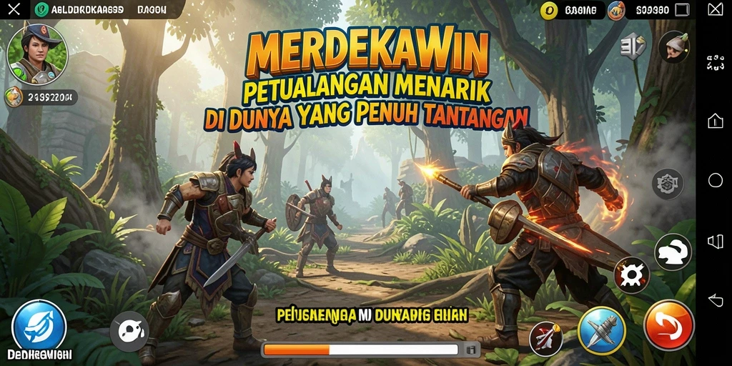 Tampilan gameplay MERDEKAWIN yang penuh aksi dan petualangan seru.
