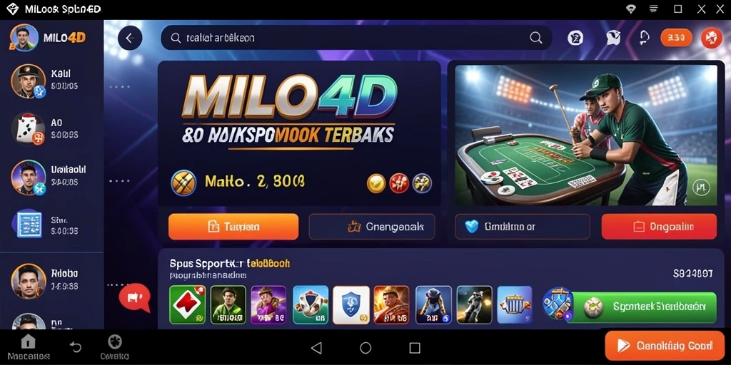 Tampilan aplikasi MILO4D dengan fitur sportsbook yang menarik.