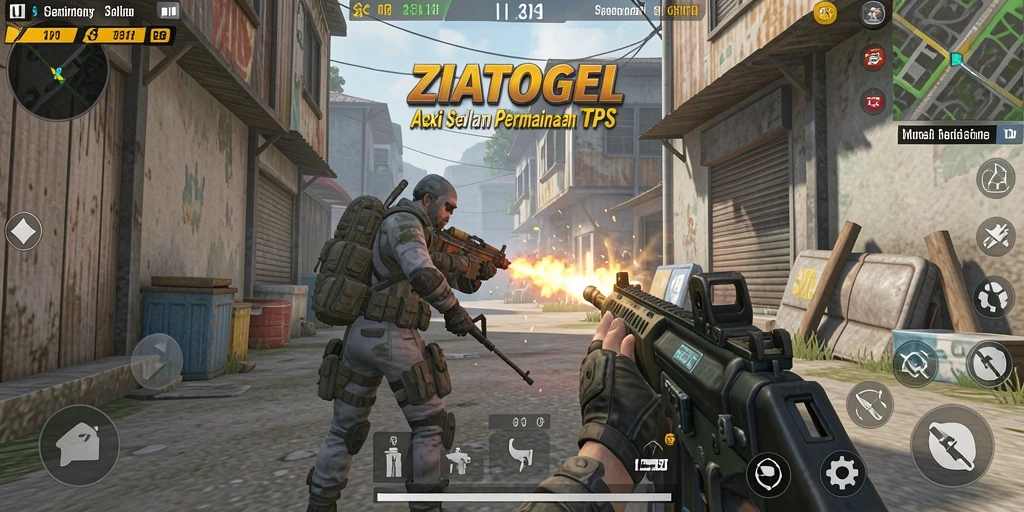 Tangkapan layar gameplay seru dari ZIATOGEL yang menggambarkan aksi TPS.